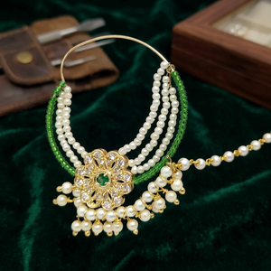 Anneau de nez indien en alliage de zinc doré, forme de fleur, trois couches, style Nath, bijou corporel traditionnel ethnique de mariage pour femmes - Product Image 4