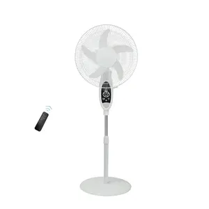 Solar Rechargeable Stand Fan 16 inch Oscillating Rechargeable Fan DC AC Pedestal Fan With Remote Control and Solar Panel