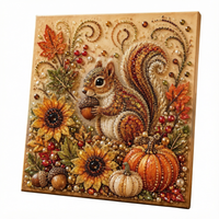 Kit de Peinture Diamant Perle Écureuil Automne en Gros, Ensemble d'Artisanat de Mosaïque de Perles DIY pour Adultes, Décoration de Thanksgiving à Domicile