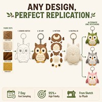 Porte-clés en peluche Hibou en cèdre personnalisé OEM ODM, Mascotte CPC, Personnage Original, Jouet Promotionnel de Noël, Cadeau en Peluche Douce