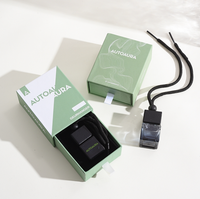 Flacon diffuseur de voiture en verre carré rechargeable de 8 ml avec bouchon à vis et boîtes d'emballage coulissantes en carton kraft personnalisées