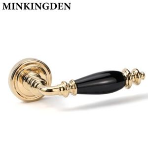 Poignée de serrure à mortaise en laiton massif et pierre naturelle, de style traditionnel et luxueux, pour quincaillerie intérieure de maison, bar et portes en bois sur mesure - Product Image 2