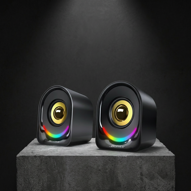 Keywin X2 Desktop USB 2.0 Audio Video LED RGB Computer Gaming Speaker with Custom RGB LED Stereo Sound 5-10W Game Sound Effects
