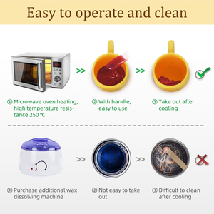 Custom Logo Microwave Heating Non-stick Cup With Handle Silicone Home <b>Wax</b> <b>Melting</b> <b>Kit</b> Reusable Hair Removal Cup - Product Image 6