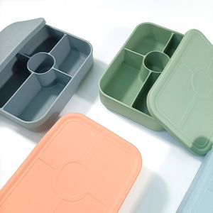 BPA Free Kids Food Container Silicone Bento <b>Box</b> Baby Outdoor Travel Portable Divided <b>Lunch</b> <b>Box</b> With Lid Set - Product Image 2