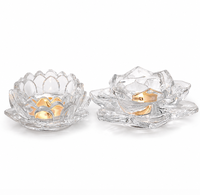Porte-bougie en verre Fleur de Lotus de Luxe - Décoration Zen Élégante pour la Maison et Centre de Table de Mariage
