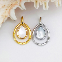 Classique pierre naturelle mère perle pendentif pour femmes plaqué or goutte d'eau forme lunette réglage blanc coquille bijoux breloques