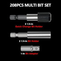 Jeu d'embouts de tournevis Ultimate de 208 pièces Embouts de sécurité Tournevis à écrous Torx à fente Phillips Square Pozi Hex Socket pour outils de véhicule