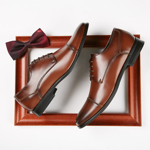Chaussures Richelieu en cuir véritable marron à bout pointu, à lacets, pour le travail, toutes saisons, semelle extérieure en caoutchouc, livraison directe - Product Image 5