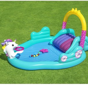 Kids Inflatable Water Play Center with <b>Slide</b> Sprayer Splash <b>Pool</b> Summer Outdoor Backyard Water Toy - Product Image 4