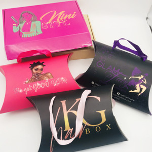 Custom pillow bags Hair Packaging Boxes Hair Bundle Wig boxs bags or hair extensions with logo