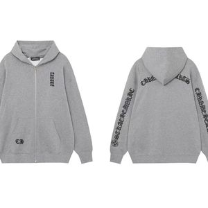 New cross-shaped hoodie with horseshoe print floral cardigan, zipper, CH fashion brand, Sanskrit <b>sweater</b>, unisex outerwear - Product Image 1