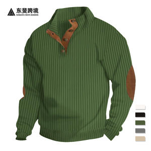Sweat-shirt à col montant côtelé pour homme Dongfei, style décontracté occidental, boutonné sur le devant, idéal pour l'automne et l'hiver - Product Image 1