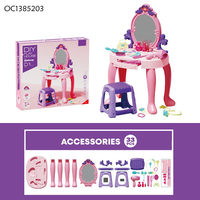 Ensemble de jeu de salon de beauté et coiffure électronique moderne pour filles, avec coiffeuse, miroirs et chaise