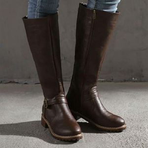 Bottes d'hiver rétro pour femmes, bottes de <span class=keywords><strong>moto</strong></span> à talon bloc - Product Image 3