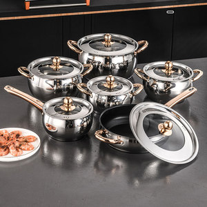 Ensemble <span class=keywords><strong>de</strong></span> casseroles en acier inoxydable poli Yuedisi, double fond, compatible induction, 12 pièces, avec couvercles <span class=keywords><strong>de</strong></span> qualité - Product Image 5