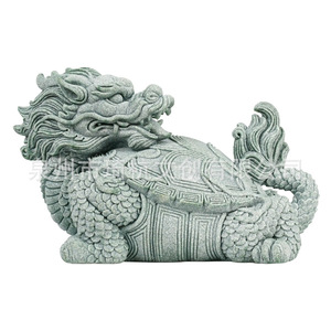 Ornement d'aquarium créatif style chinois Dragon Tortue en résine de grès bleu, décoration de bac à poissons, décoration de bureau classique pour la maison - Product Image 1