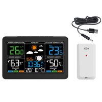 Station météo électronique multifonctionnelle, horloge LED de bureau, thermomètre d'humidité, prévisions météorologiques, sans fil RF, pour bureau et extérieur