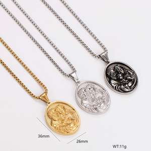 Collier Pendentif en Acier Inoxydable Saint Joseph Marie Bébé <span class=keywords><strong>Jésus</strong></span> Sainte Famille, Médaille Amulette Religieuse Chrétienne Catholique, Bijou <span class=keywords><strong>de</strong></span> Mode - Product Image 4