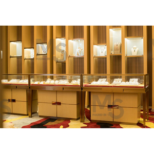 Nhà máy tùy chỉnh LED ánh sáng MDF kim loại nhôm hiển thị tủ tường kính đứng đồ trang sức bằng gỗ sản phẩm cửa hàng trung tâm showroom - Product Image 4