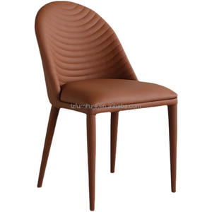 Chaise de salle à manger de luxe à touffes ondulées, couleurs personnalisables beige/gris/marron, revêtement en similicuir écologique, mobilier de restaurant - Product Image 1