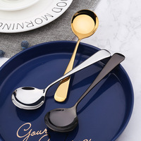 Cuillère à soupe, café et dessert pour enfants Q304, grande, créative, style nordique, en métal poli à contraste de couleurs, avec base en forme de roue