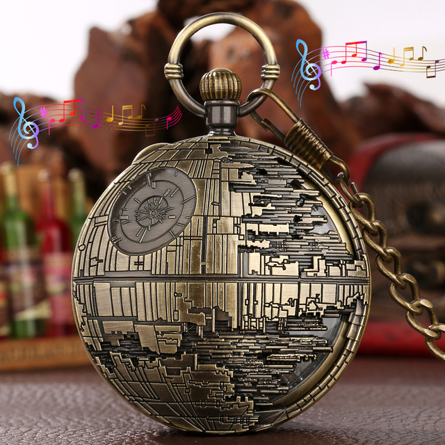 New American War Movie Musical Steampunk Pocket Watch with Melody Music Box Clock for Kids Gifts