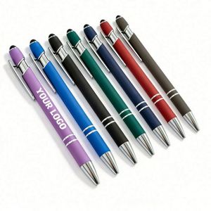 Wholesale Business Gift Ball Point Soft Cover Metal Rubberized Ballpoint <b>Pen</b> Aluminum Touch Stylus Logo <b>Pens</b> - Product Image 1