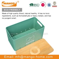 Boîte de rangement rectangulaire pour pommes de terre pomme de terre oignon ail boîte de rangement pour aliments lot de 3 trous de rangement en étain avec couvercle en bambou