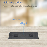 Enchufe Eléctrico Empotrado de 65W con Carga USB-A y USB-C, Tipo Americano, para Muebles
