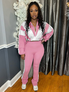 RUIQUWIN Ensembles deux pièces personnalisés pour femmes Tenues décontractées avec fermeture éclair Pantalon de sport Pantalon taille haute Ensemble deux pièces - Product Image 4