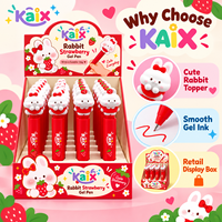 Stylos gel mignons KAIX Chat et Lapin Fraise 0,5 mm – Lots de stylos en silicone à encre gel motif dessin animé pour cadeaux scolaires