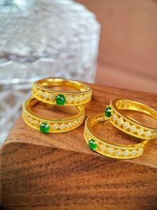 Xinfly INS Custom 18K Yellow Gold Natural Diamond <b>Ring</b> Classic Style <b>Jade</b> Fine Jewelry for Wedding Parties - Product Image 2