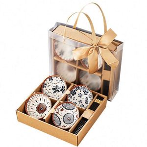 ชุดของขวัญชามราเมนญี่ปุ่นขายส่ง ชามเซรามิกเพ้นท์ลายด้วยมือ ทนทาน พร้อมถาดไม้ไผ่ โลโก้สั่งทำได้ บรรจุภัณฑ์พรีเมียม สำหรับอาหาร - Product Image 4