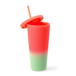 Cheap Price 16Oz Pc Plastic Insulated Durian Straw Tumbler For Ice Coffee