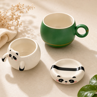 Tasse à thé en céramique Panda avec filtre de séparation de l'eau, compatible lave-vaisselle et micro-ondes, design moderne et minimaliste pour usage au bureau