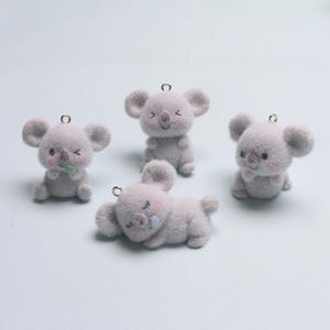 3D flocado Koala encanto colgante DIY collar pendientes llavero lindo Animal de peluche joyería hacer suministros Wanji - Product Image 4