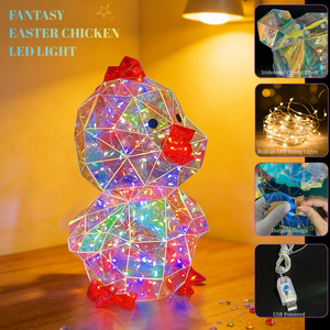 Lampe LED irisée illuminée faite à la main en forme d'animal (poule, coq) pour la maison, les remises de diplômes, Pâques, les événements et les fournitures de fête - Product Image 3