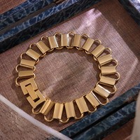 Ensembles de bijoux à boucle ovale creuse simple 18K plaqué or en acier inoxydable lisse plaque carrée collier bracelet bague ensembles