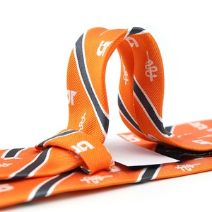 Cravatta personalizzata associazione all'ingrosso arancione a strisce di carbone Logo bianco scuola medica tessuto di seta cravatta al collo su misura - Product Image 5