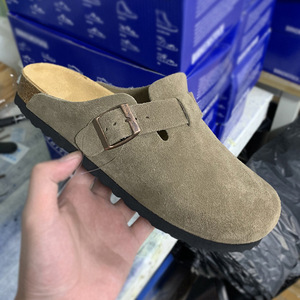 Mules et sabots plats en cuir PU marron pour femmes, style Birkenstock, à enfiler, design plage, pour étudiants en été - Product Image 6