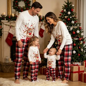 Novo Conjunto de Loungewear de Inverno para o Natal: Camisa Estampada Elegante e Calças Xadrez, Pijamas Casuais Respiráveis, Conjunto Familiar Combinando - Product Image 4