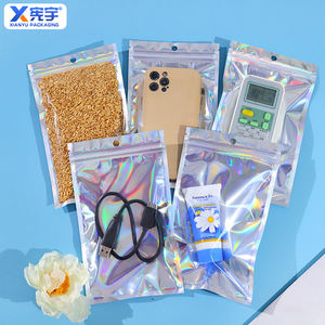 <span class=keywords><strong>Sac</strong></span> en plastique holographique transparent à fermeture éclair personnalisé avec logo sur un côté, <span class=keywords><strong>sac</strong></span> plat en mylar thermoscellable pour aliments, bonbons, accessoires pour écouteurs - Product Image 6