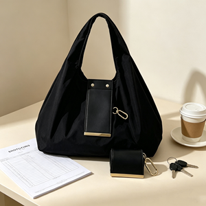 Bolso Tote Plegable con Llavero, Bolso de Mano Reutilizable y Portátil con Anillo para Llaves para Viajes Diarios - Product Image 5
