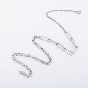 yunnique Geometric Multi <b>Chain</b> Spliced Necklace <b>Titanium</b> Steel Unisex Party Fashion Jewelry - Product Image 2