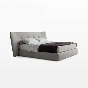 modern design hotel furniture high big headboard bed modern leather upholstered led bed queen/king size bed