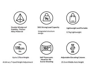 Soporte de Brazo <span class=keywords><strong>Articulado</strong></span> Flexible para Cámara de Techo de 160 cm, Trípode para Transmisión en Vivo de YouTube, Grabación de Videos de Cocina y Uñas - Product Image 2