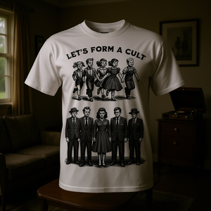 T-shirt Let's Form A Cult, humoristique, rétro, satirique, à l'humour noir - Product Image 3