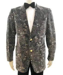 Tailored Vintage 60s 70s Fluwelen Jas Bloemenprint Psychedelische Glam Rock tuxedo mannen suit