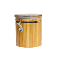 Frascos grandes de vidrio de borosilicato con tapa de madera de bambú, macetas selladas